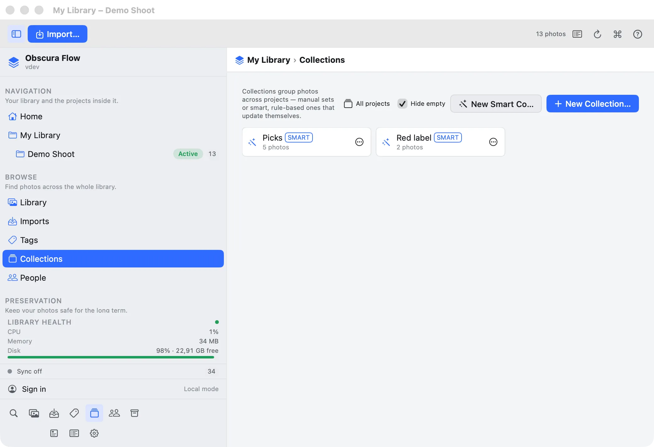 Capture produit Obscura Flow - Collections & tags